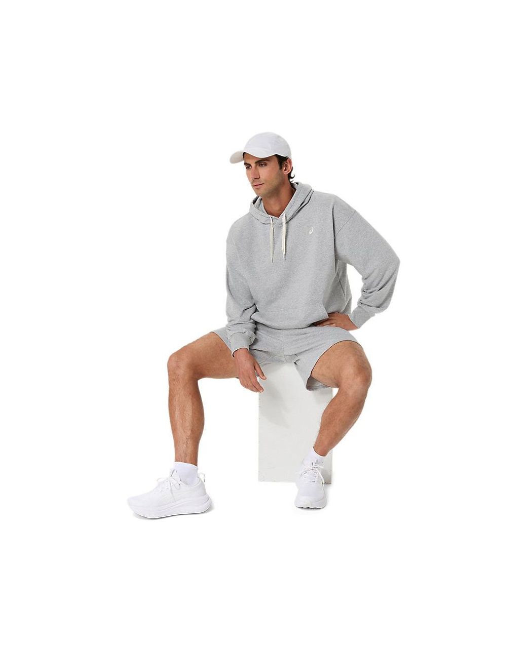 Asics Black French Terry Relaxed Pullover Hoodie for men