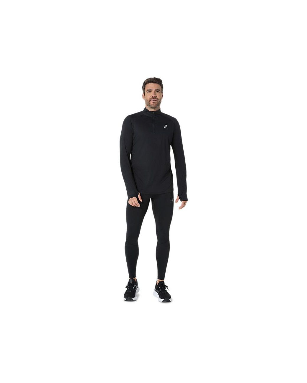 Asics Black Sport Ls 1/2 Zip Top for men