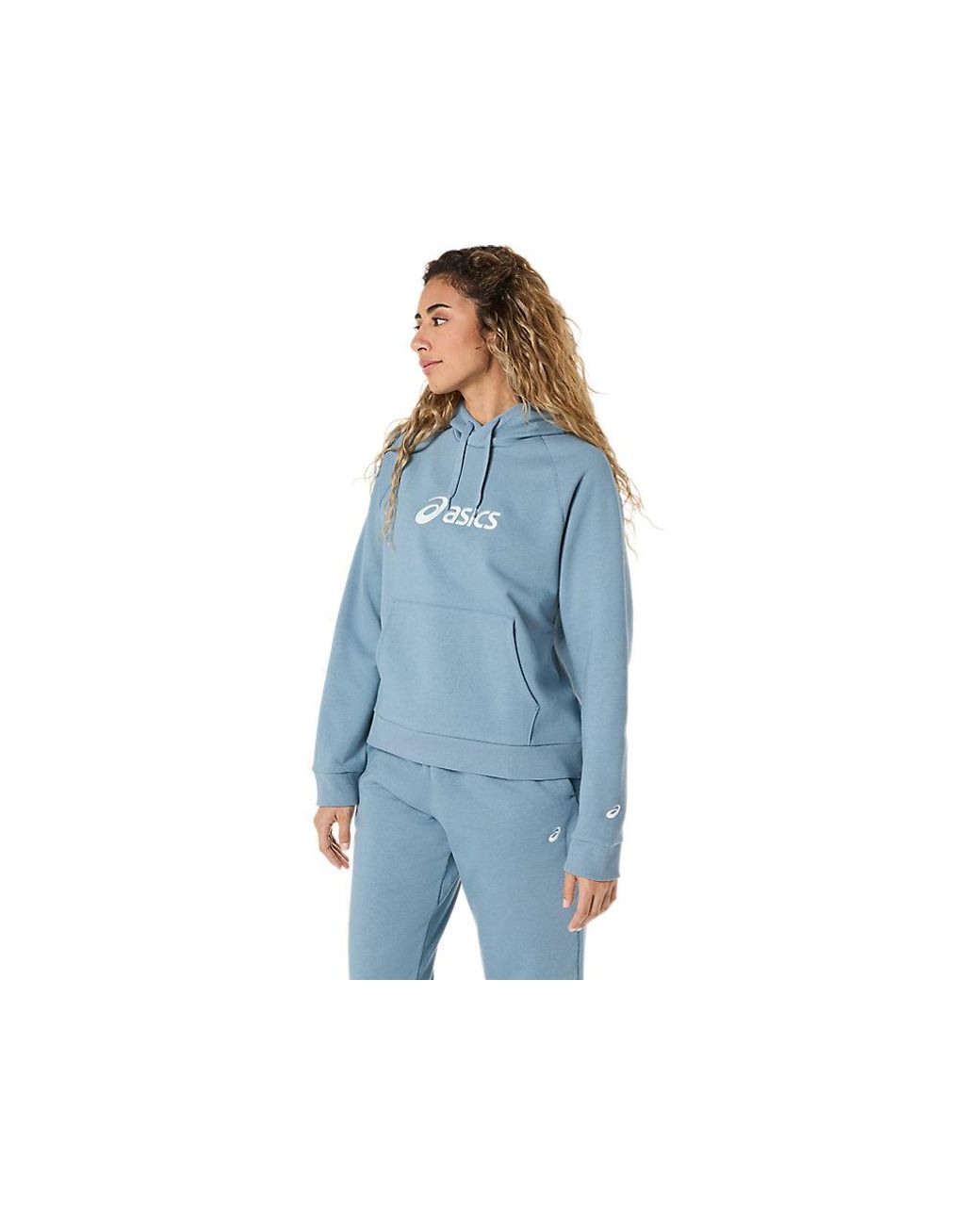 Asics Blue Logo Fleece Pullover Hoodie