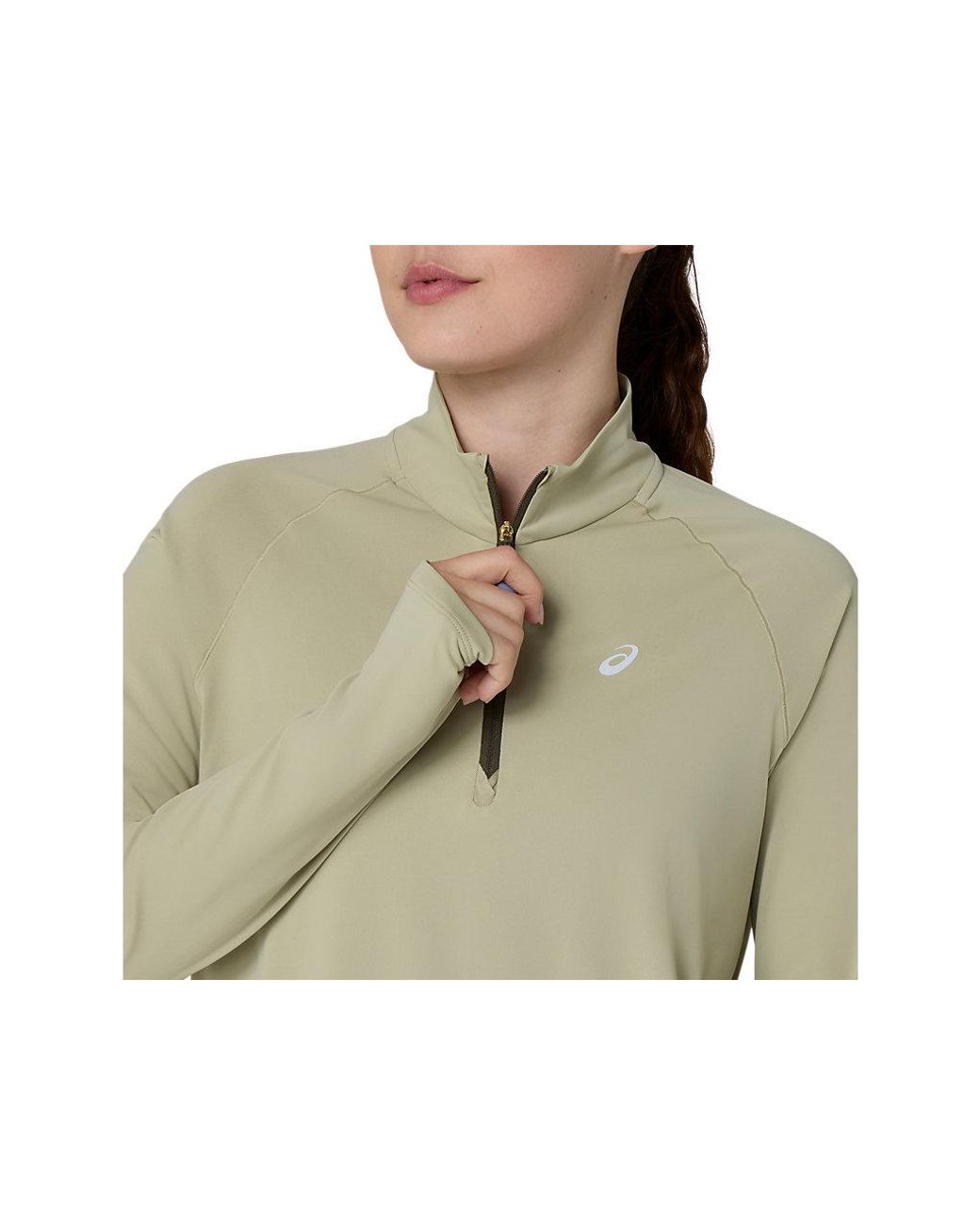Asics Green Nagino Run 1/4 Zip Ls Top
