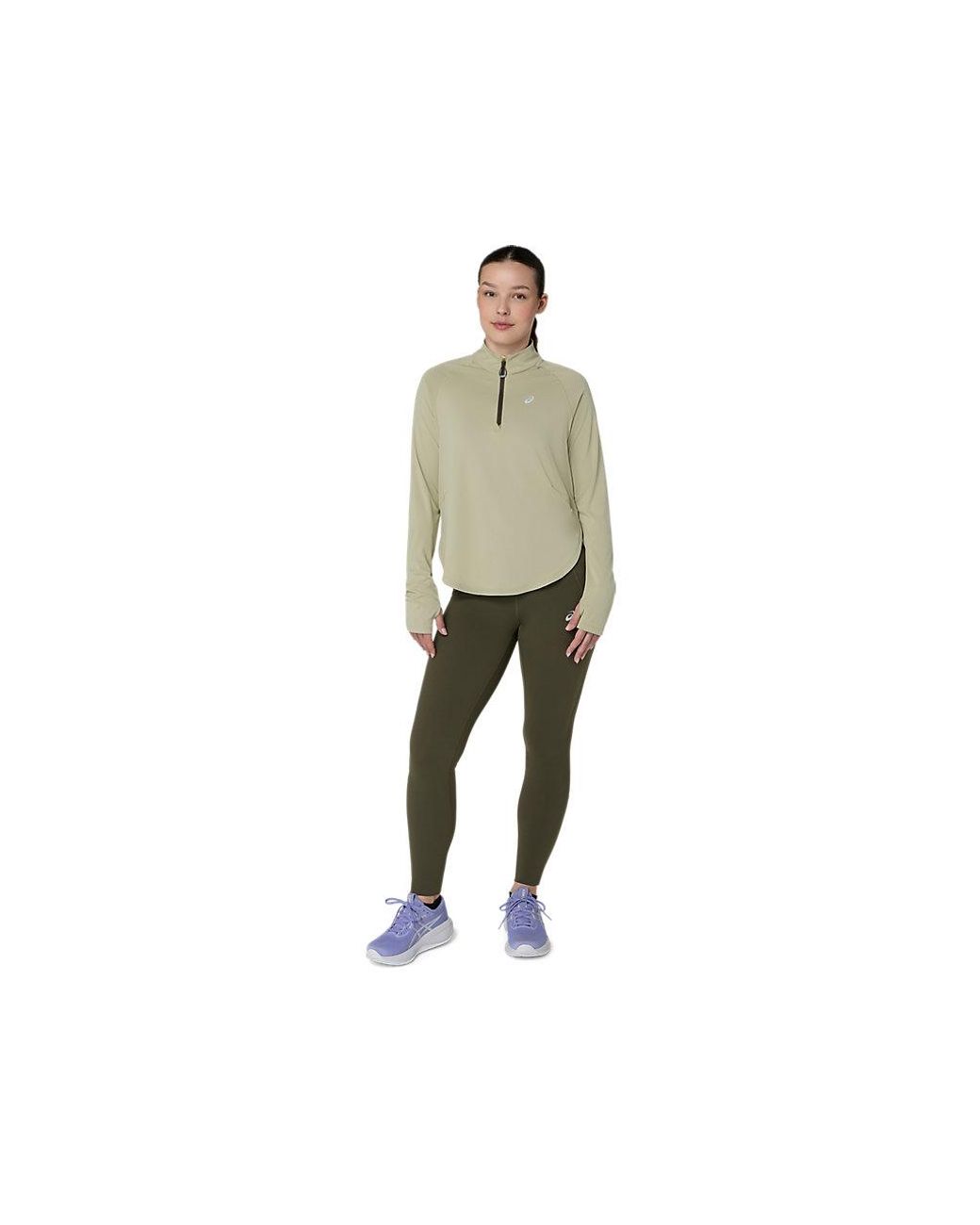 Asics Green Nagino Run 1/4 Zip Ls Top