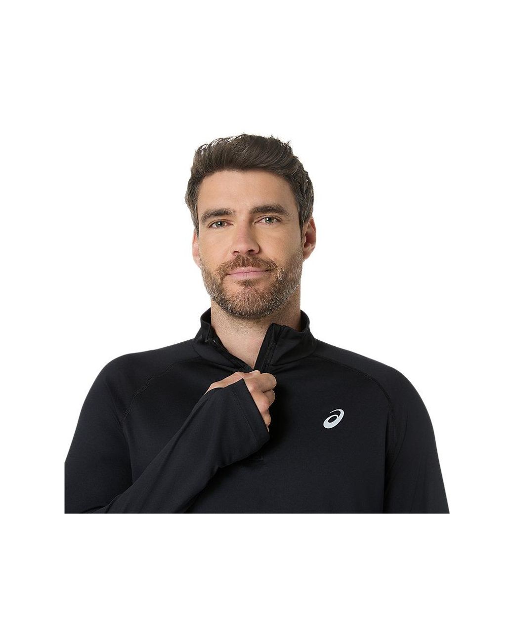 Asics Black Sport Ls 1/2 Zip Top for men