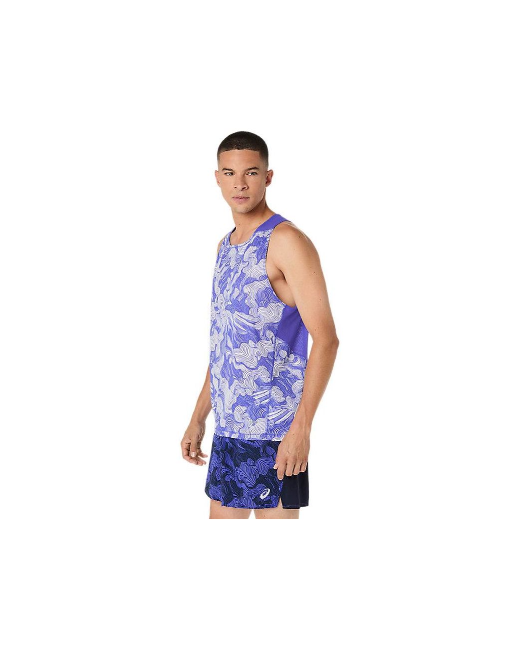 Asics Blue Fujitrail Singlet for men