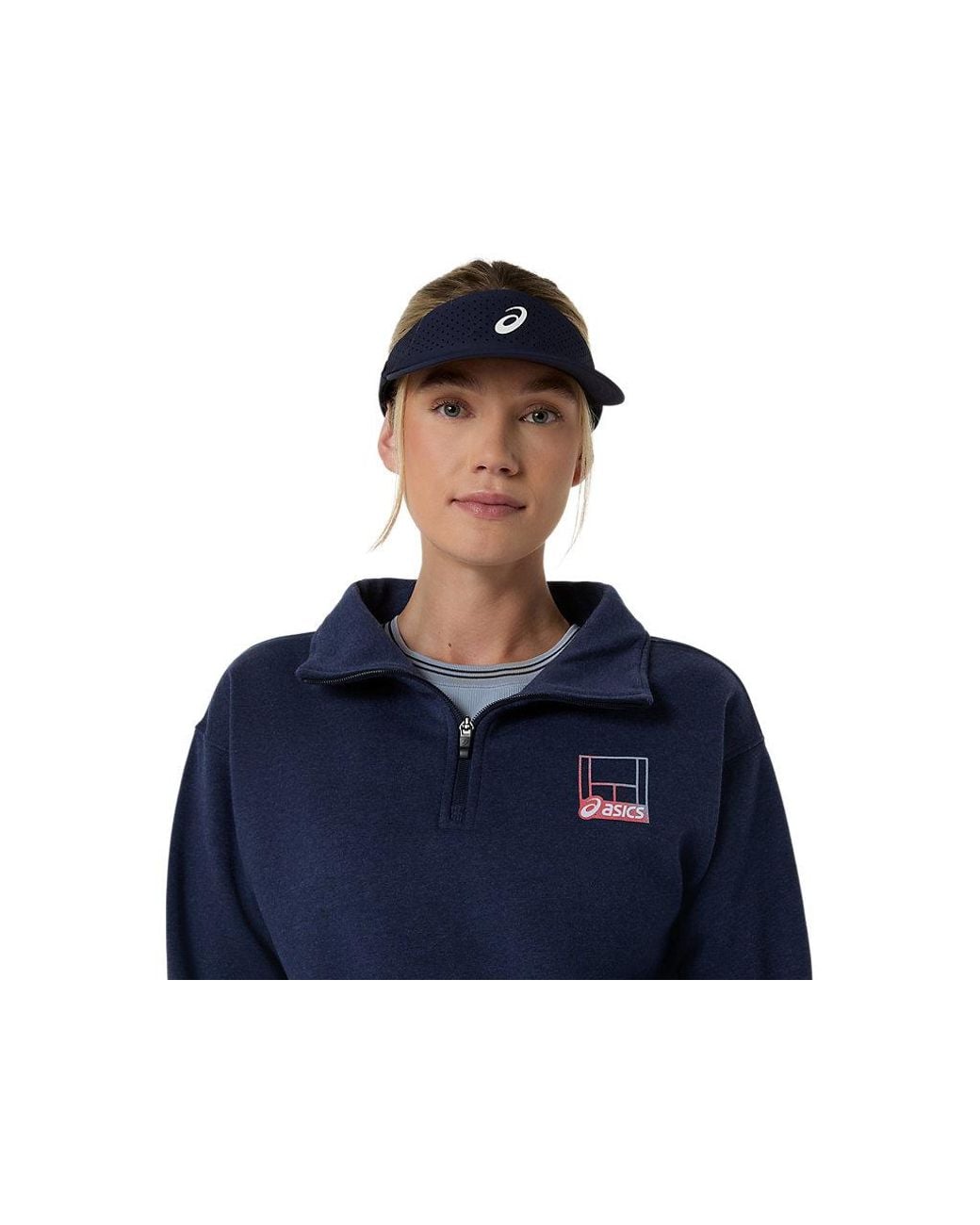 Asics Blue Court Core Graphic Half Zip Sweatshirt