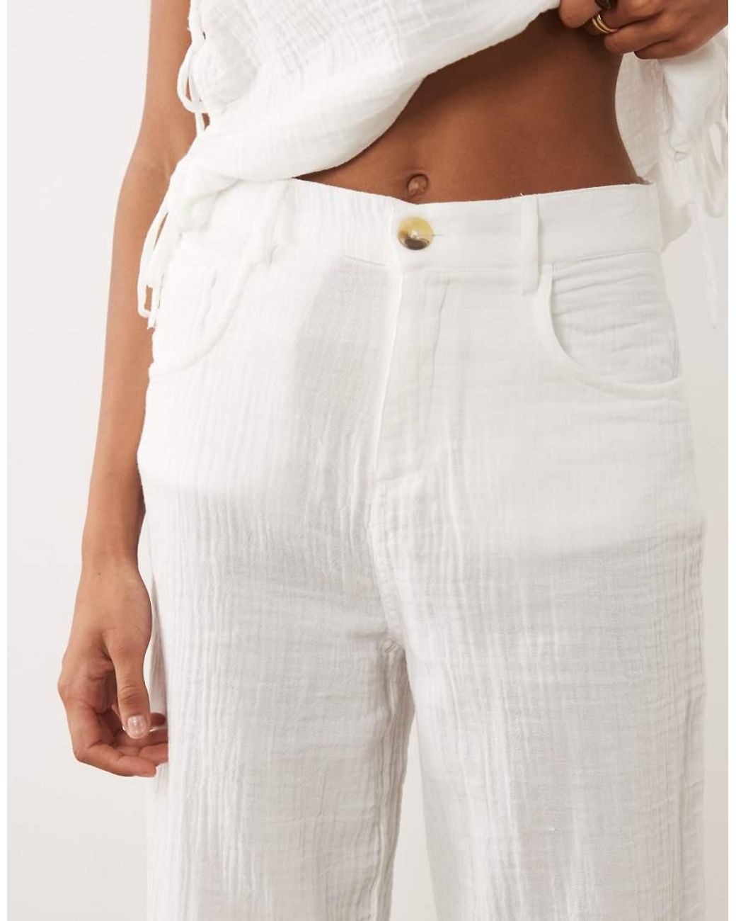 Mango Natural Rodas 100% Cotton Textured Trouser Co-ord