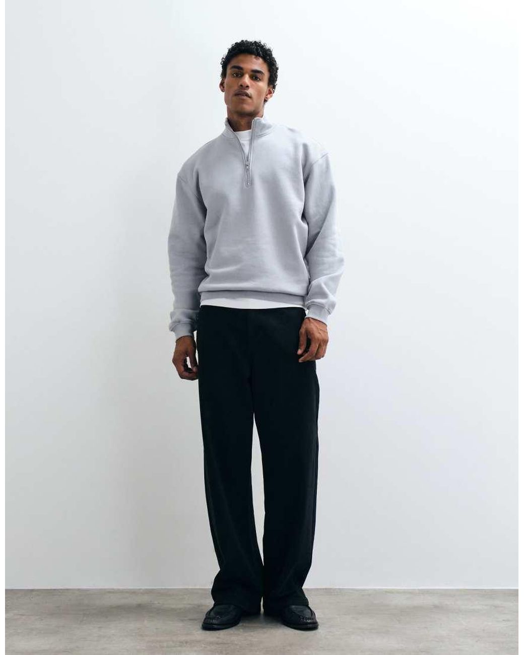 ASOS Gray Essentials Oversized Quarter Zip Sweatshirt for men