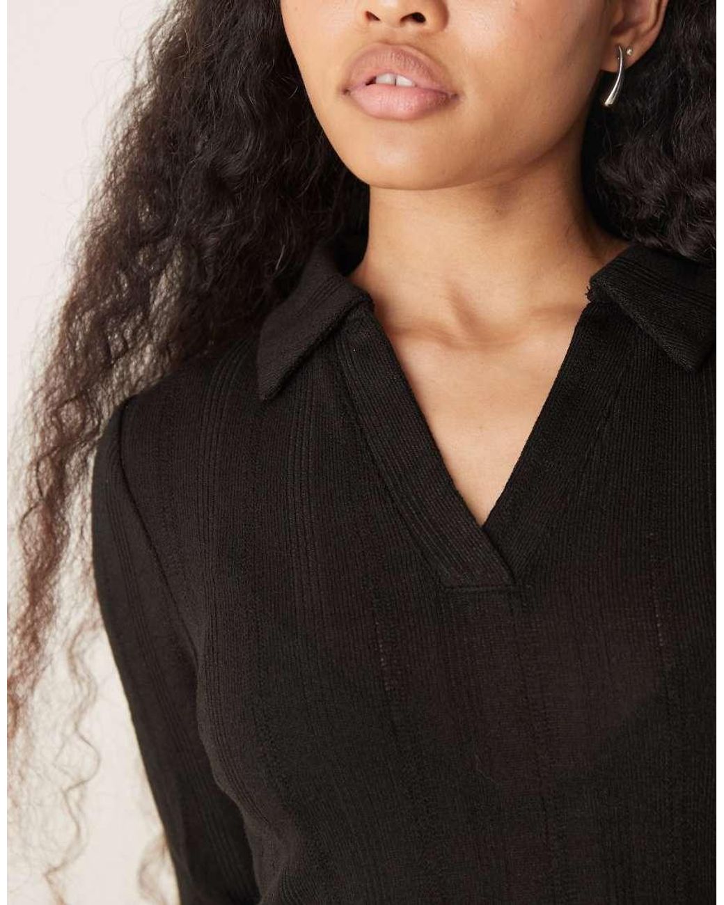 JDY Petite Black Knitted Polo Maxi Dress