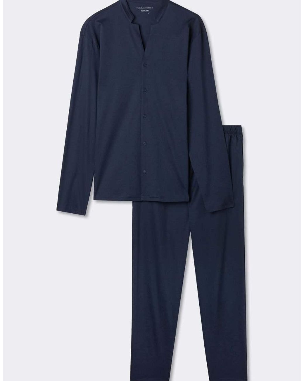 Intimissimi Blue Full-Length Button-Up Cotton Pyjamas for men