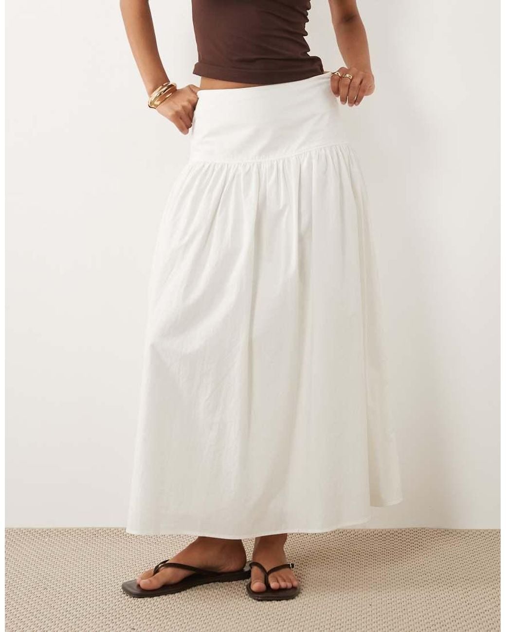 ARKET White Cotton Dropped Waist Skirt