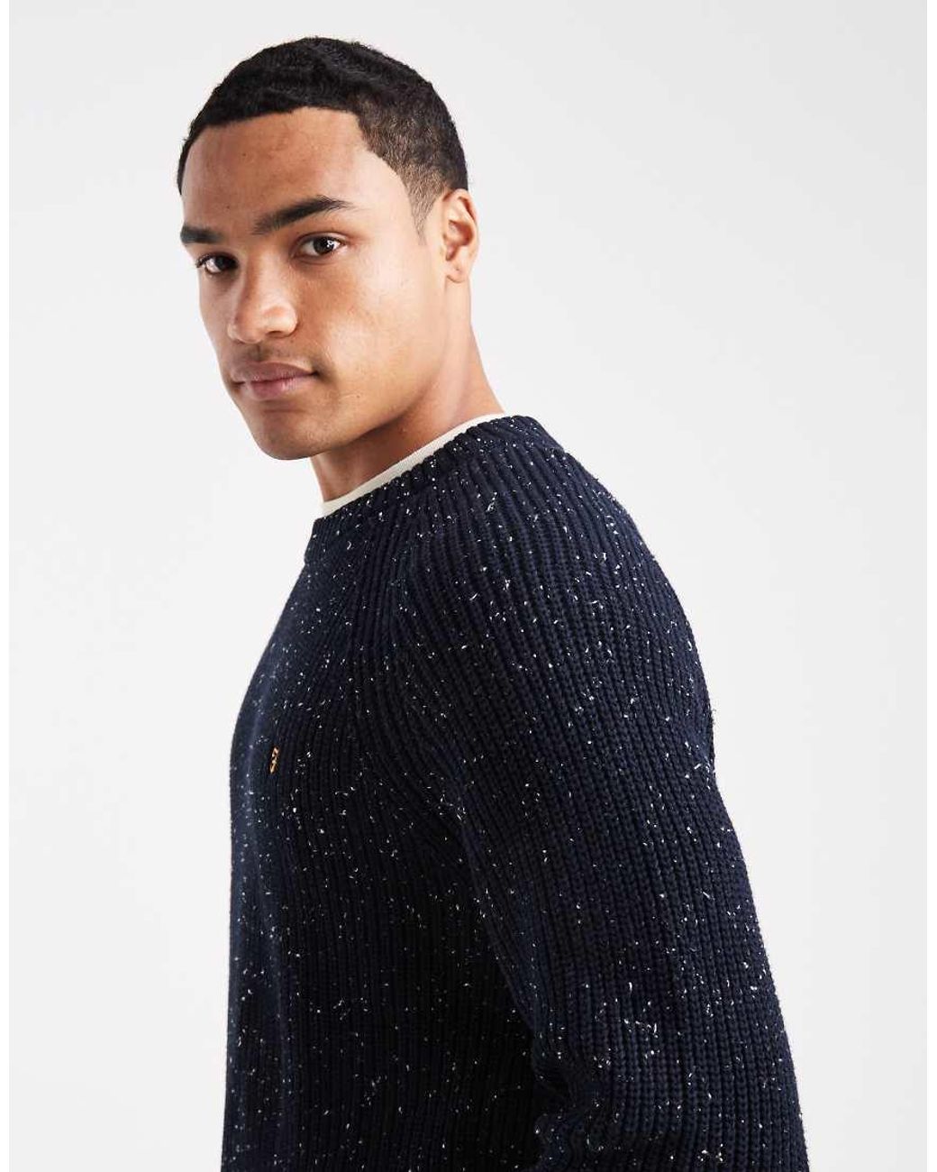 Farah Blue Sage Nepped Knit Jumper for men