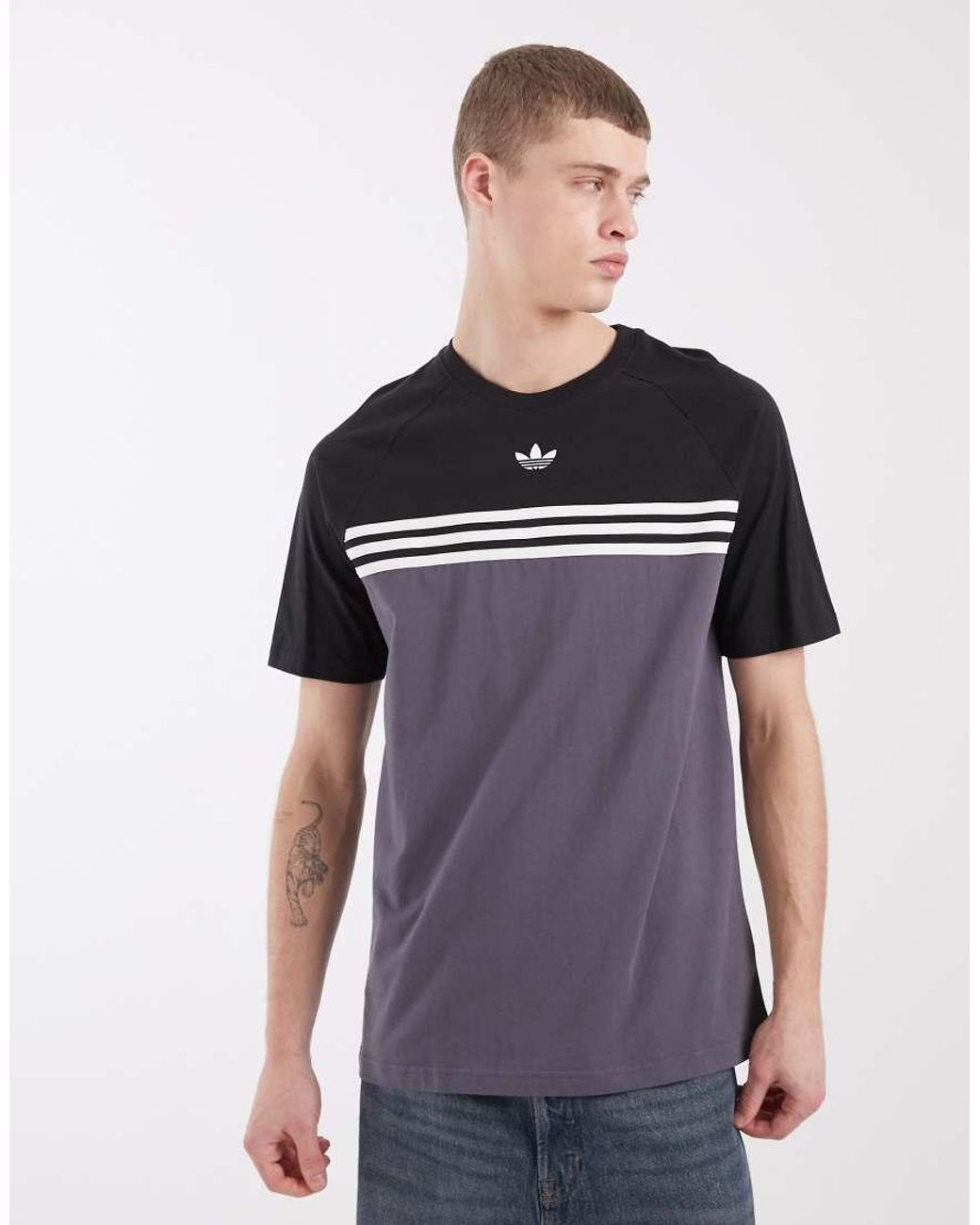Adidas Originals Blue Chest Stripe T-Shirt for men