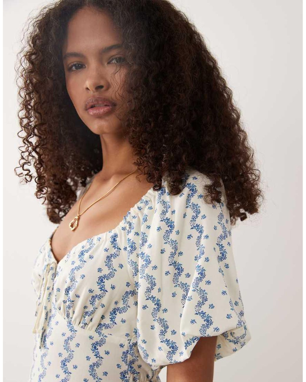 New Look Multicolor Floral Milkmaid Mini Dress