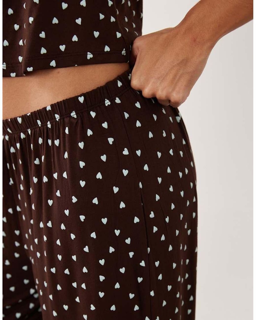 ASOS Brown Mix And Match All Over Heart Print Pyjama Pants