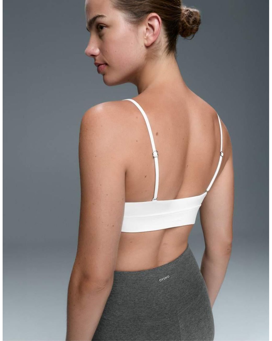Oysho White Comfortlux Light Support Triangle Sports Bra