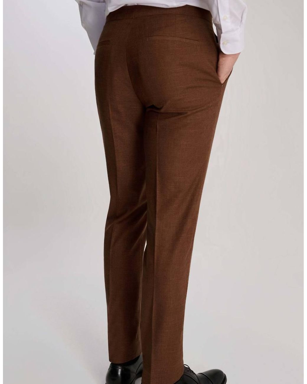 Harry Brown Brown Sandro Slim Fit Linen Look Suit Trousers for men