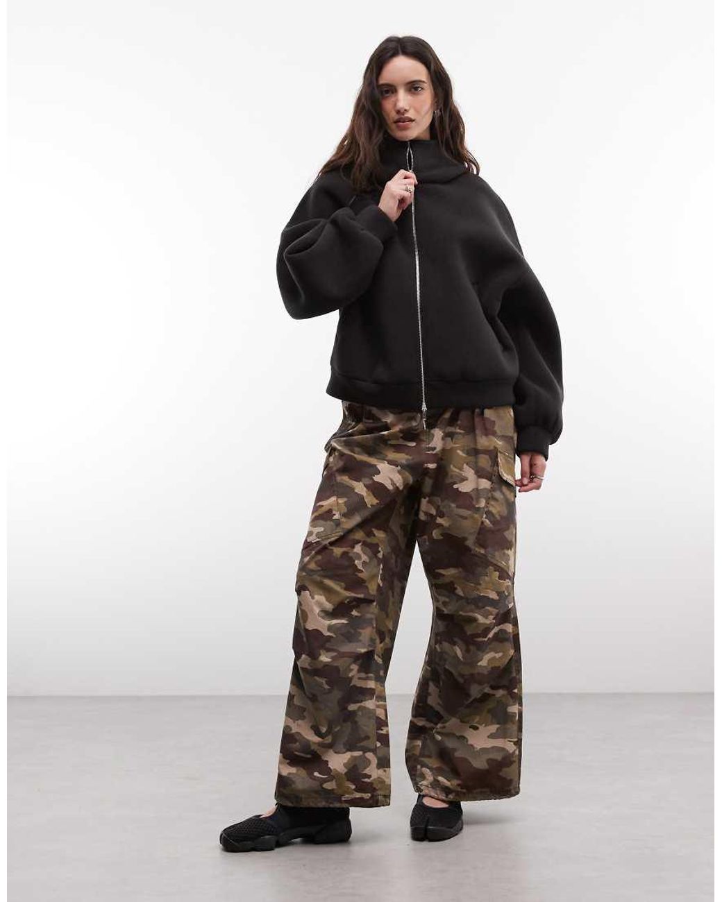 Weekday Black Oversized Funnel Neck Zip Hoodie