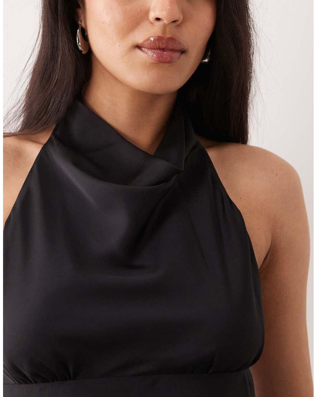ONLY Natural Halterneck Satin Mini Dress