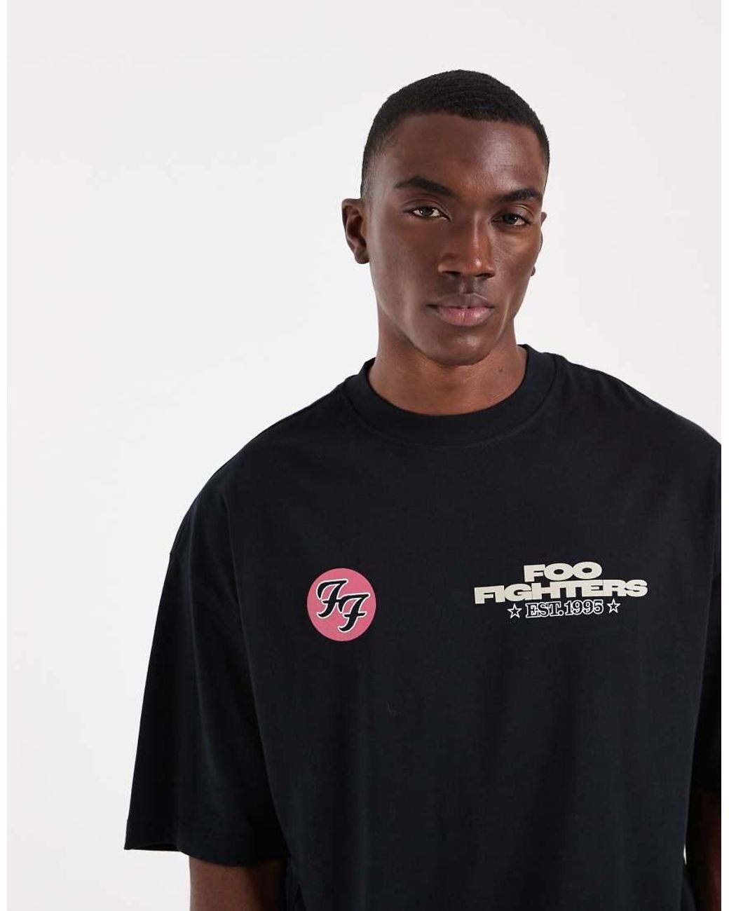 ASOS Black Oversized T-shirt With Foo Fighters Print for men