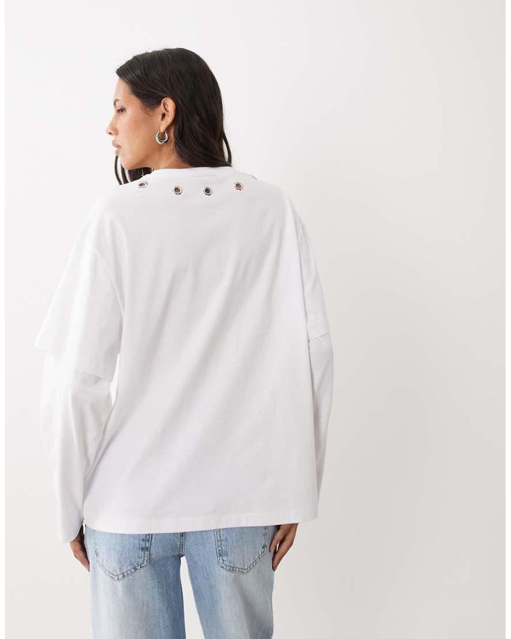 ASOS White Double Layer T-shirt With Eyelet Details