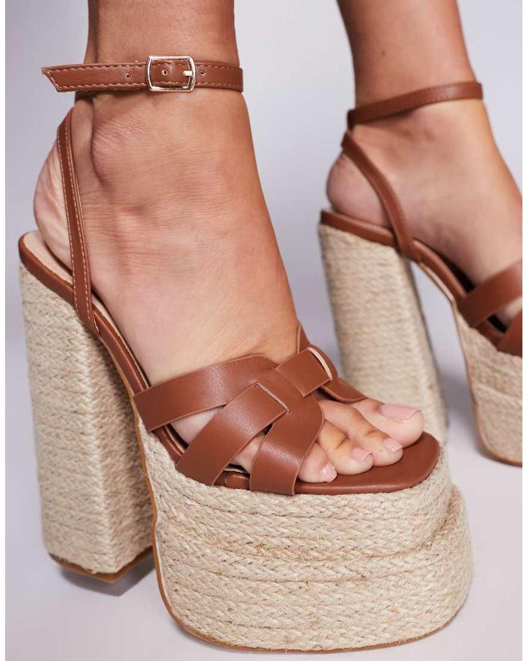 SIMMI Natural Papzi Platform Heeled Sandals