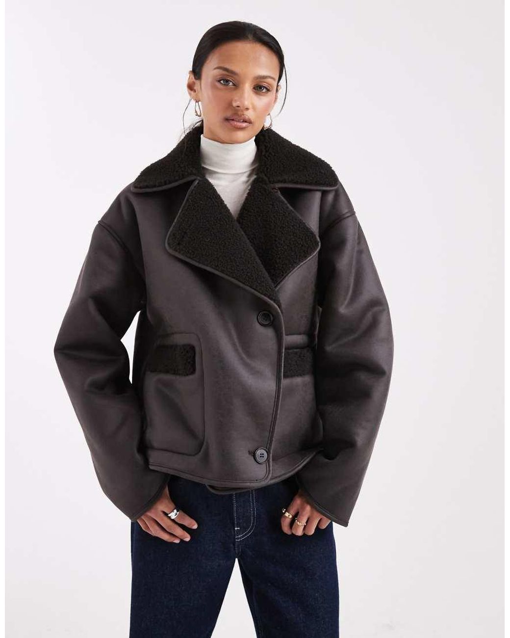 Pieces Blue Faux Shearling Jacket