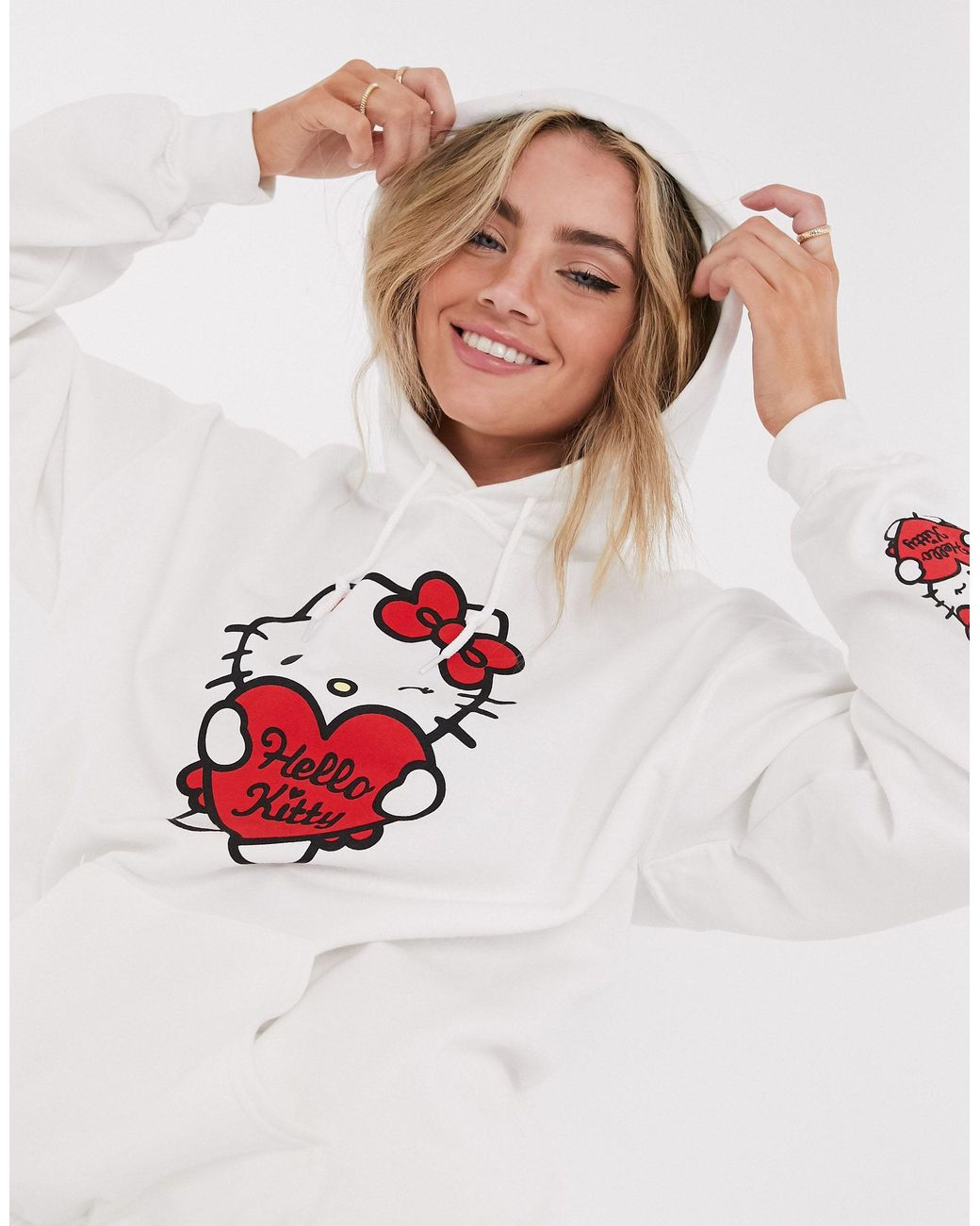 New Girl Order X Hello Kitty Oversized Hoodie With Sleeve And Chest Graphic in White Lyst UK