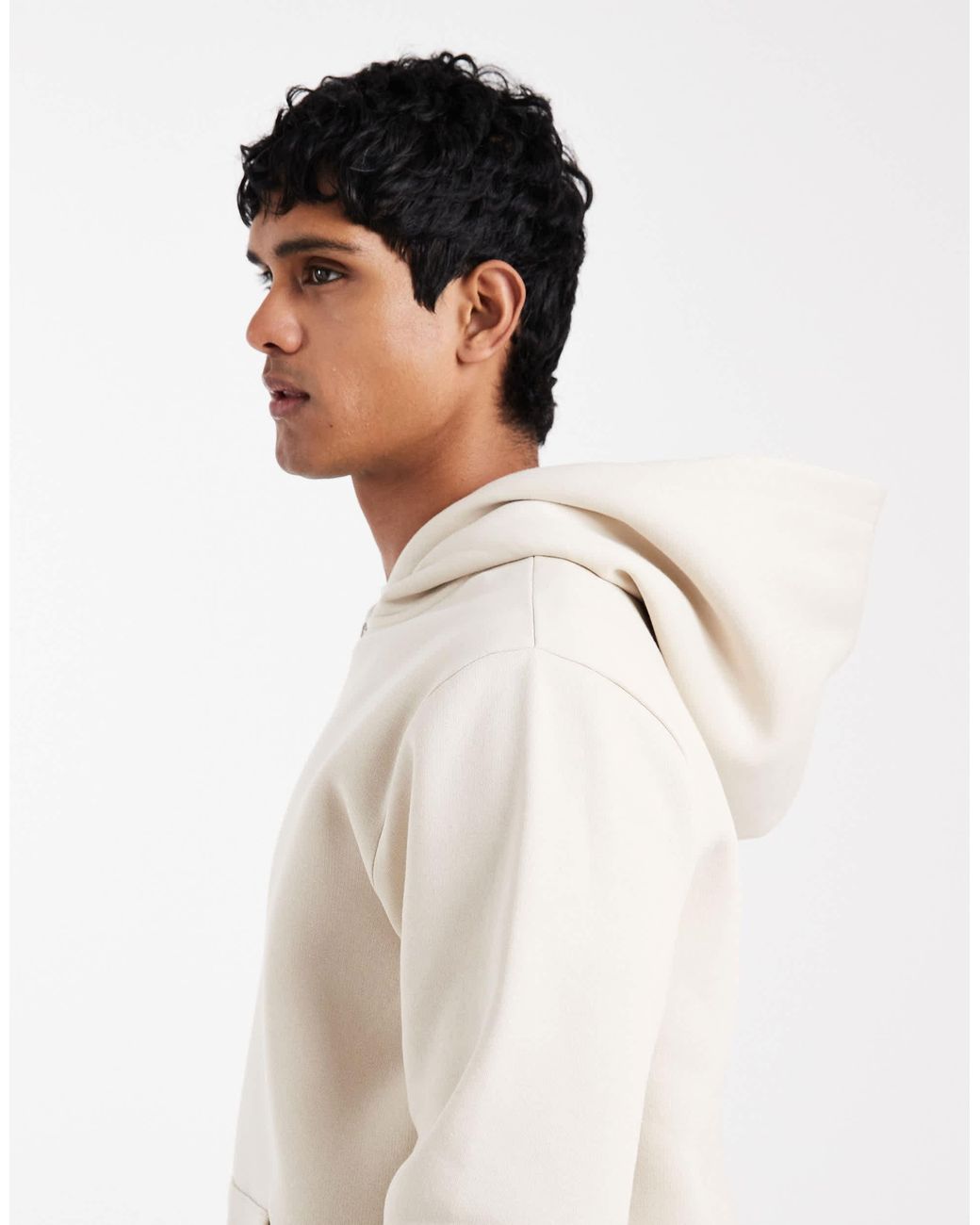 ASOS White Essentials Zip Through Hoodie for men