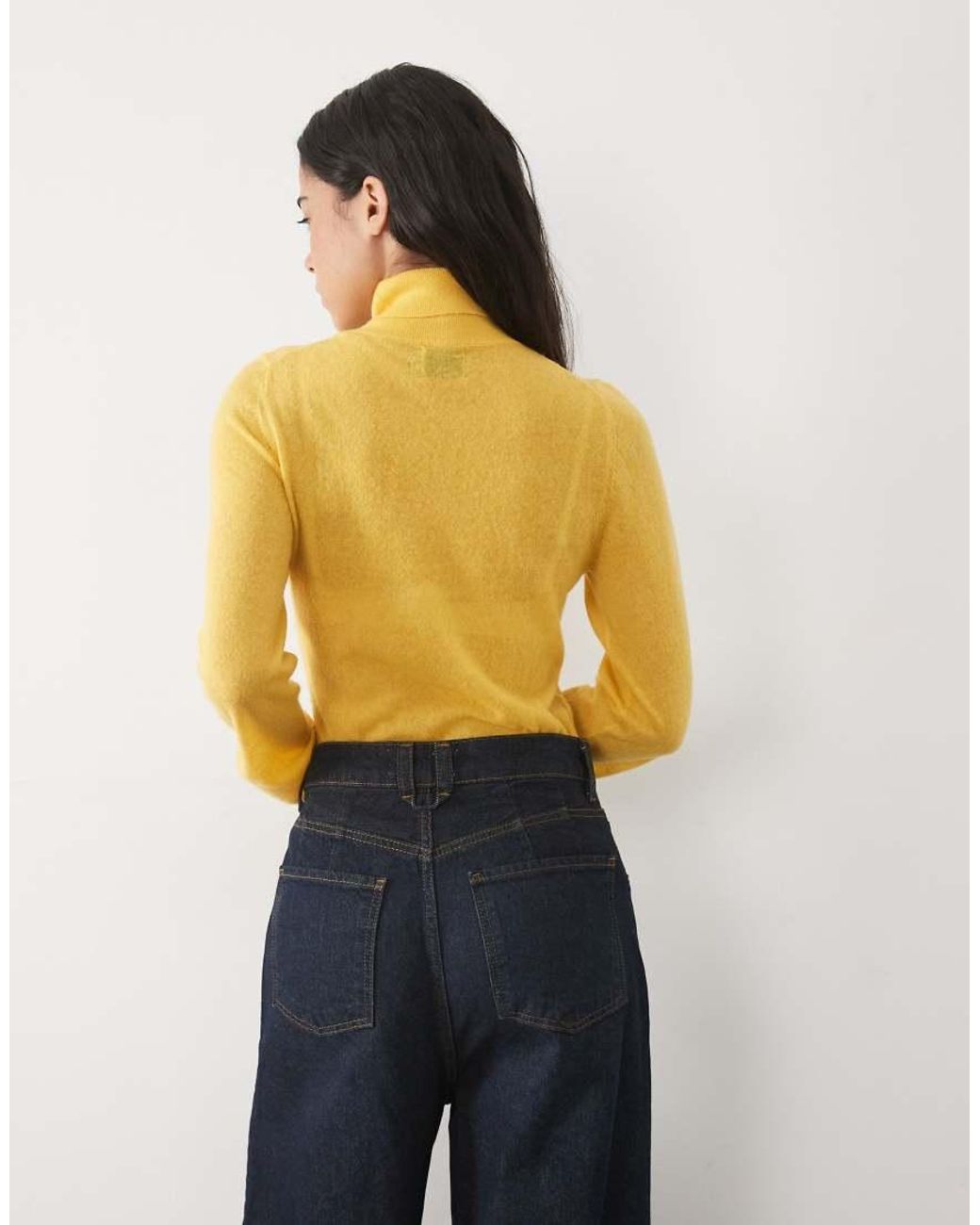 ASOS Yellow Premium Alpaca Blend Sheer Fitted Roll Neck
