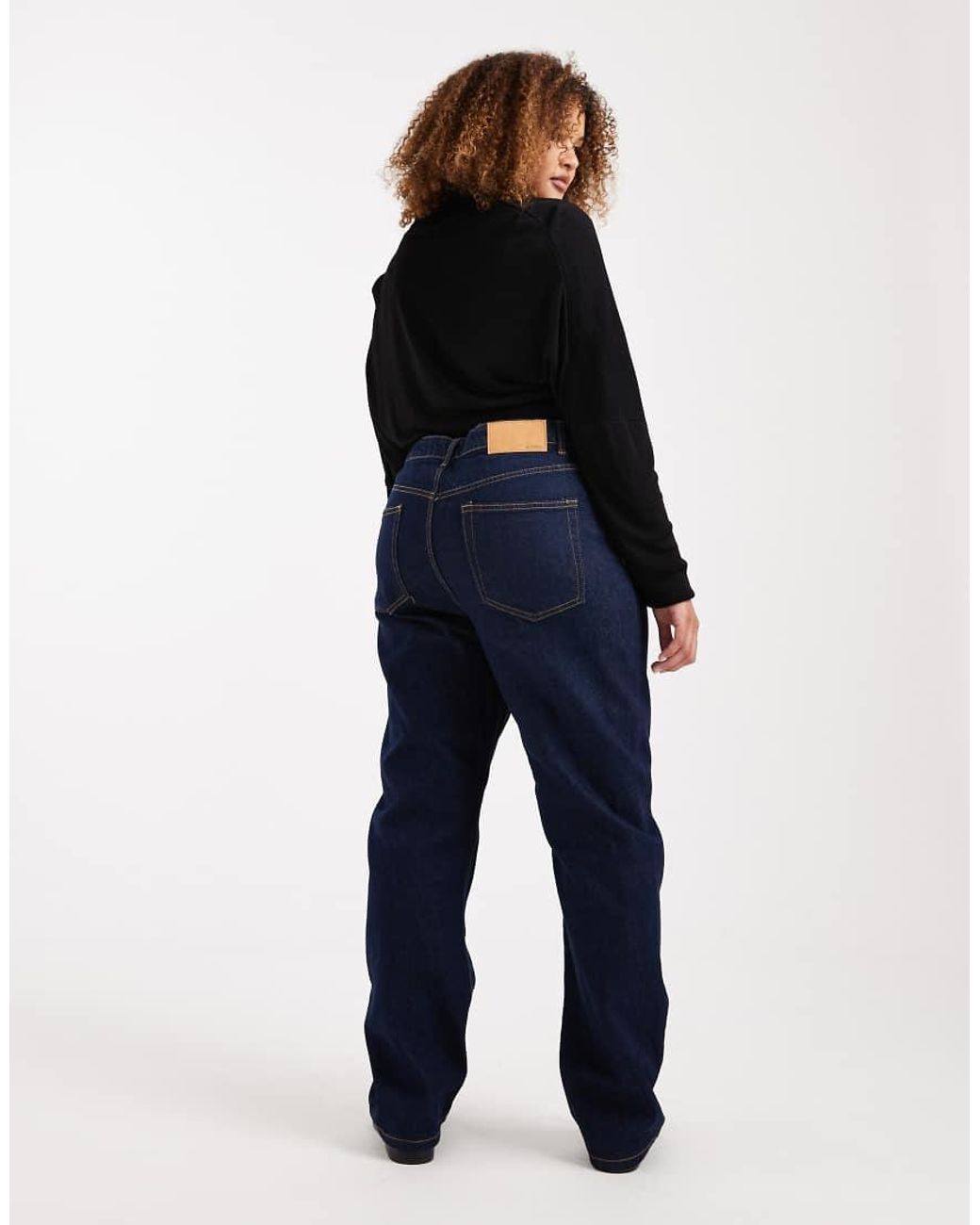 ASOS Blue Asos Design Curve High Rise Slim Straight Jean