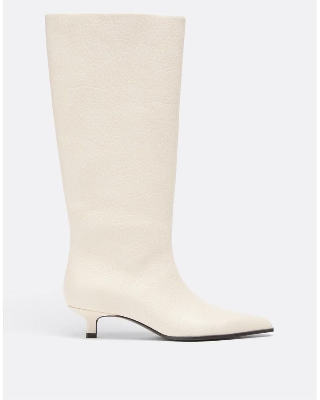 Stradivarius White Tumbled Kitten Heel Boots