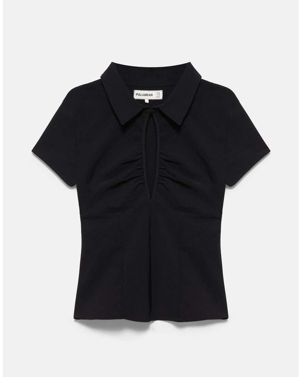 Pull&Bear Blue Short Sleeve Cut-out Top