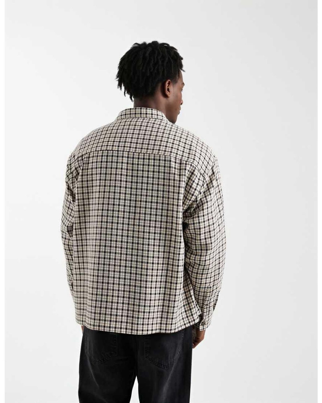ASOS Gray Oversized Check Shirt for men