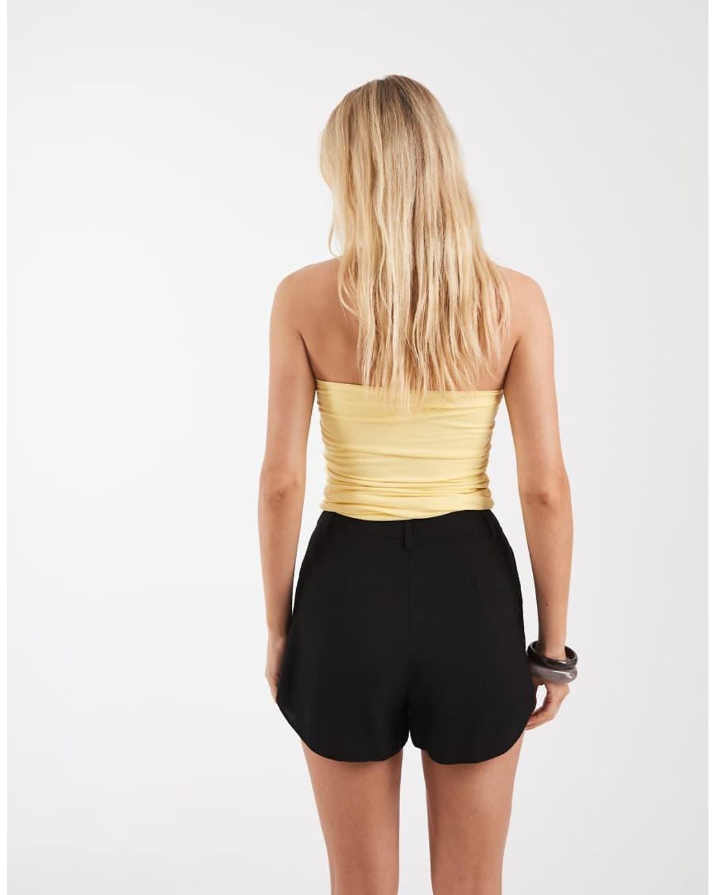 ASOS Black Tailored Linen Look Runner Short
