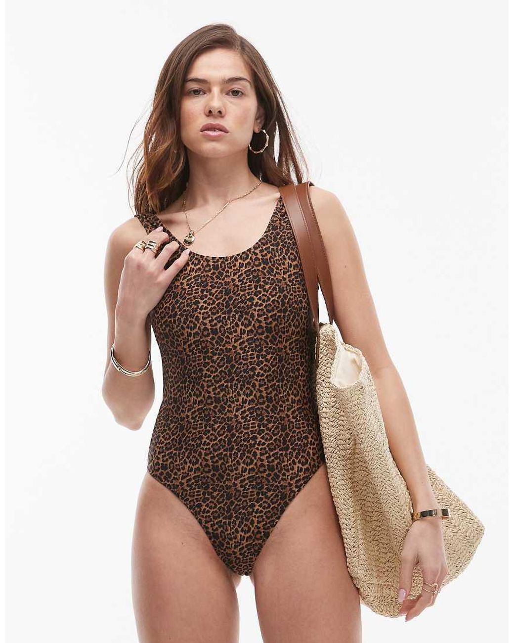 TOPSHOP Brown Athens Swimsuit