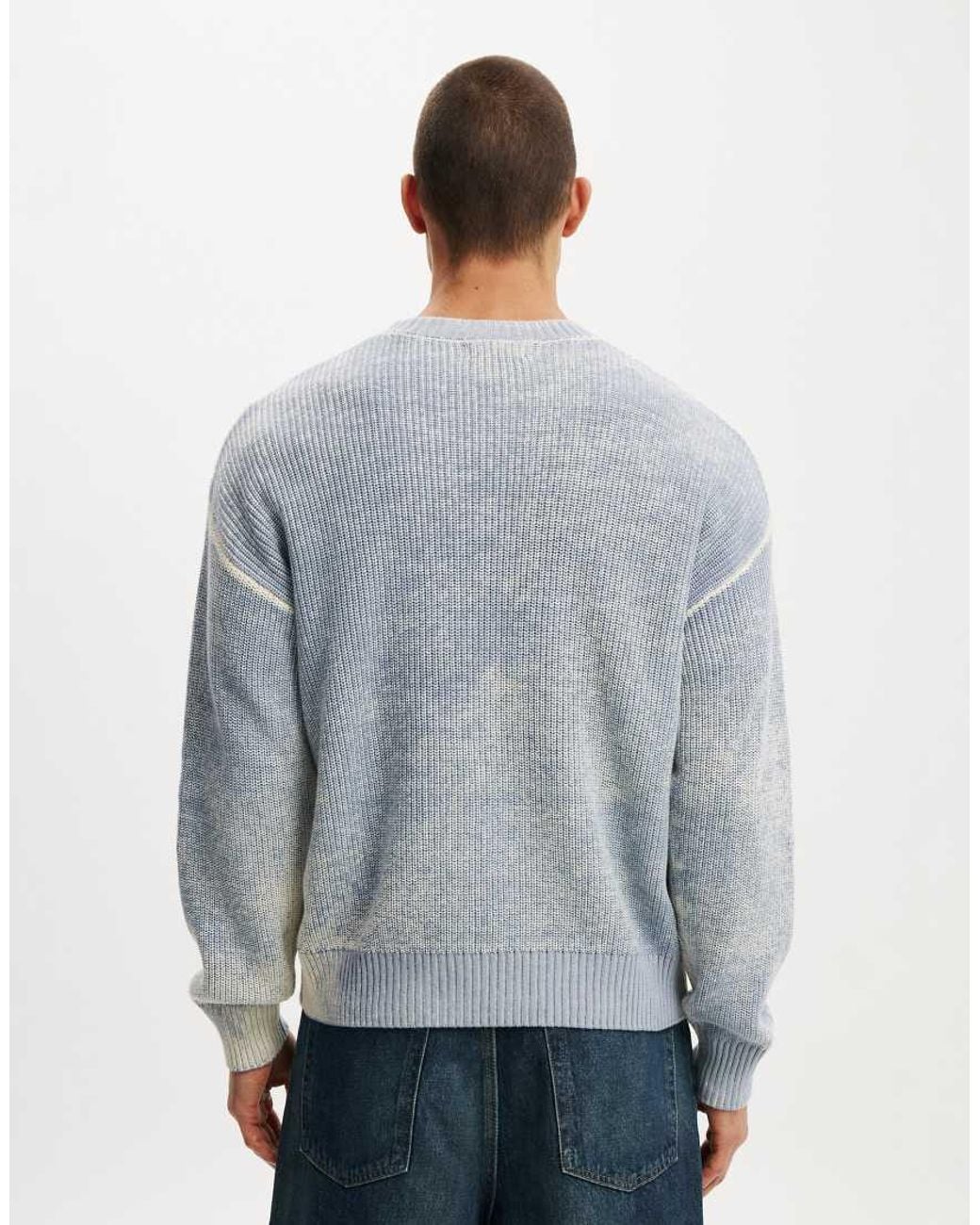 Cotton On Gray Y2K Box Fit Crew Knit for men
