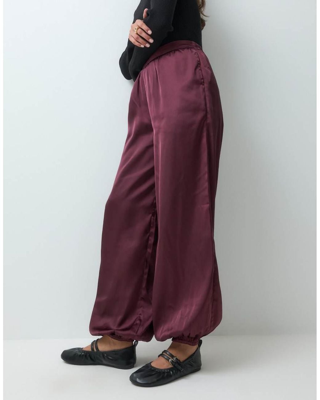 Wednesday's Girl Purple Cuffed Satin Trousers