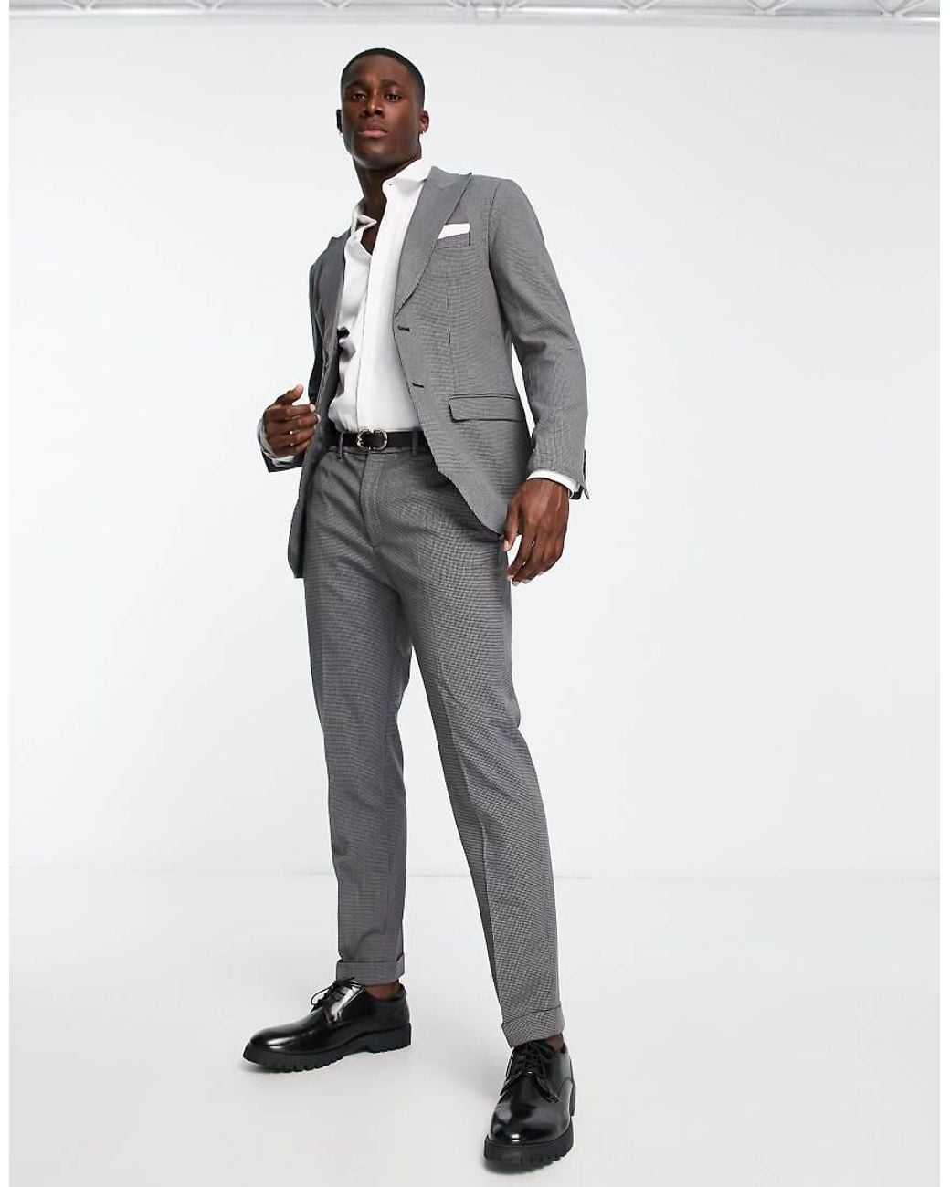 SELECTED Gray Slim Fit Suit Jacket for men