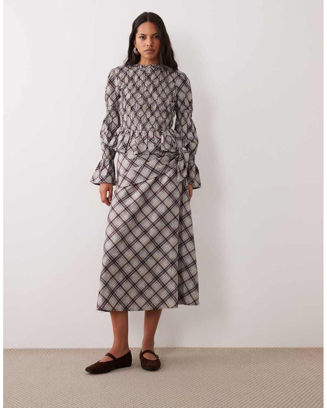 Wednesday's Girl Multicolor Midi Skirt With Tie Detail