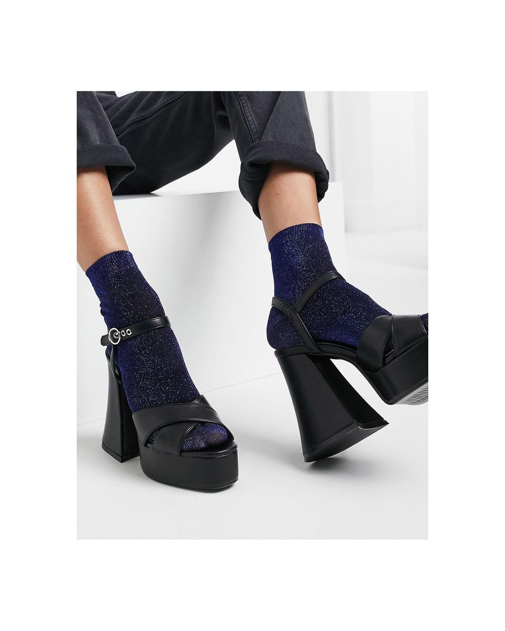 lamoda flared heel platform sandals