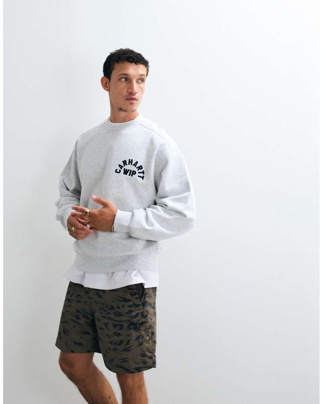 Carhartt White Arch Script Logo Sweatshirt for men