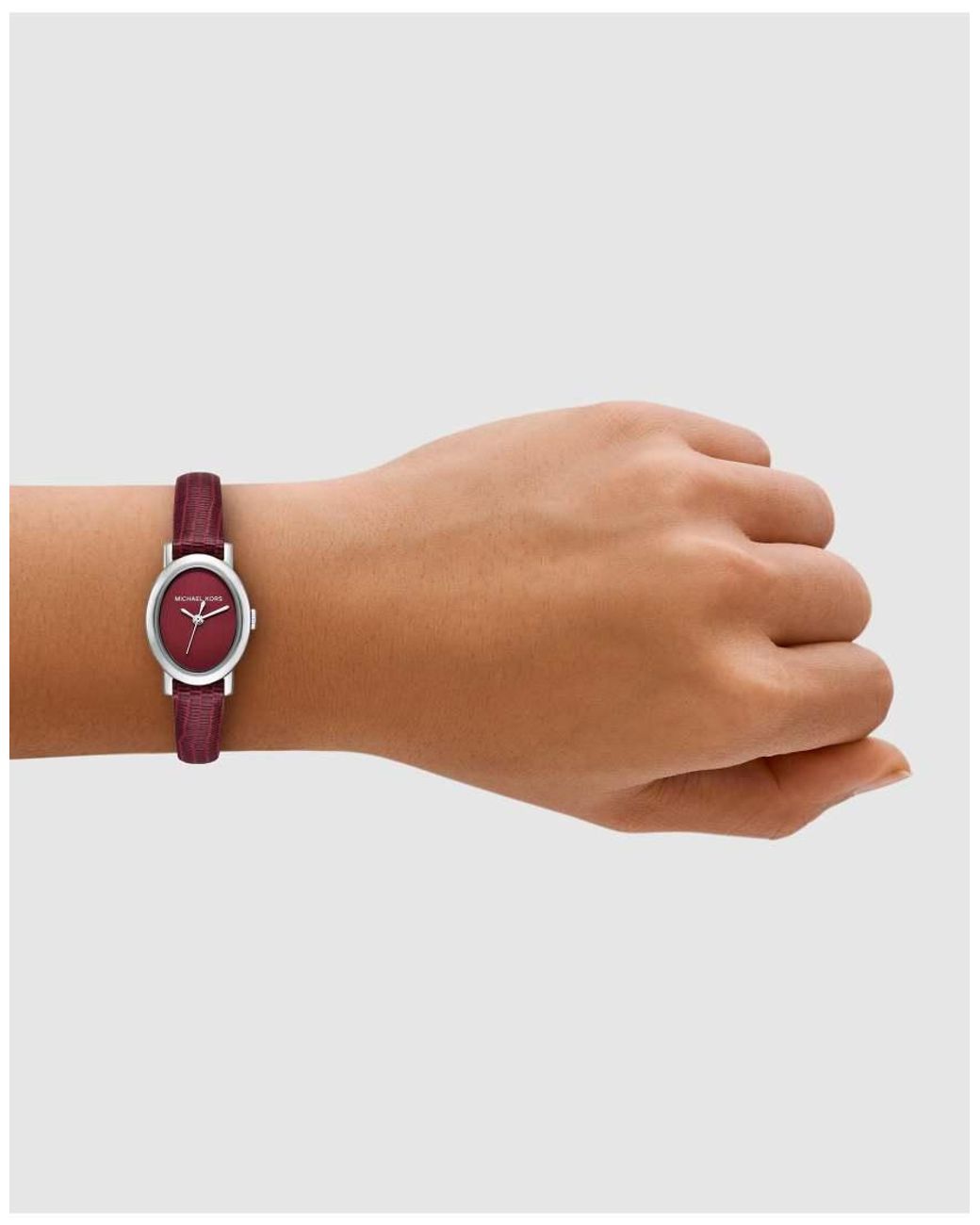Michael Kors Red Maude Three-Hand Oxblood Leather Watch
