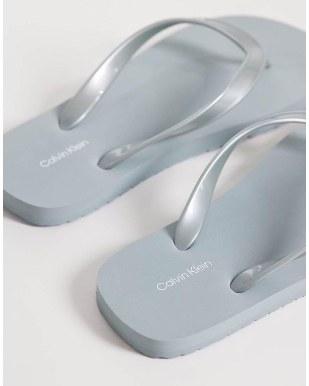 Calvin Klein Blue Jeans Metallic Flip Flops