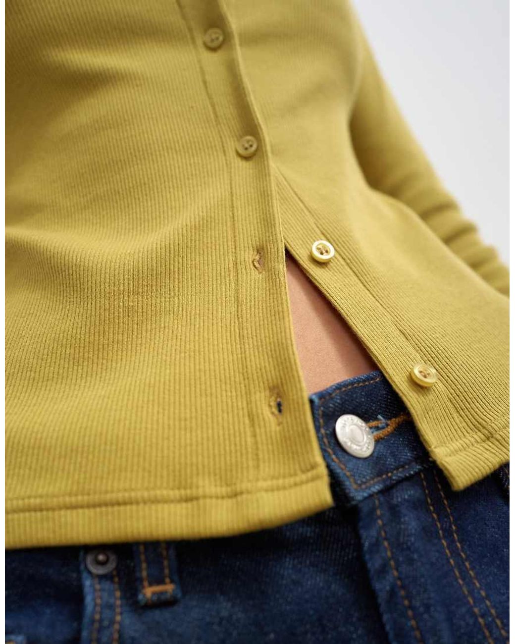 TOPSHOP Blue Button Through Long Sleeve Top