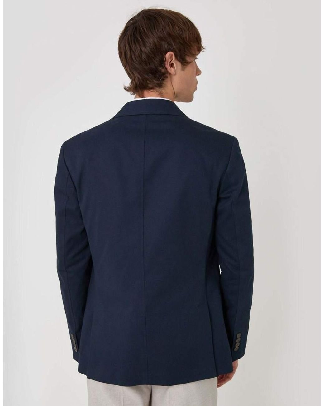 Threadbare Blue Regular Fit Cotton Blazer for men