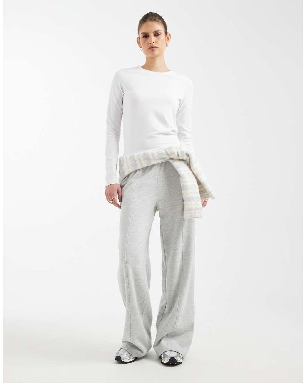 ASOS White Cotton Long Sleeve Round Neck Top