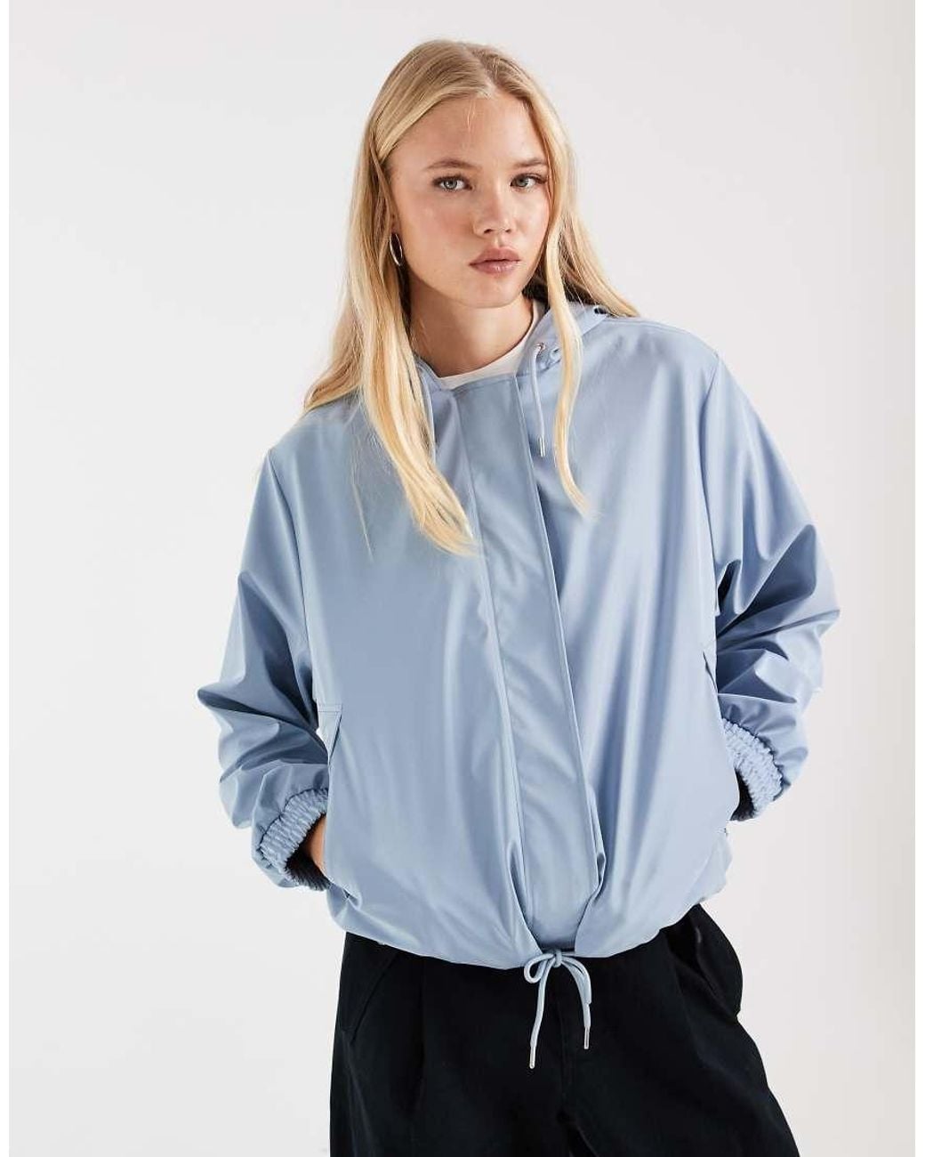 Rains Blue X Asos Exclusive 18040 String Waterproof Hooded Jacket