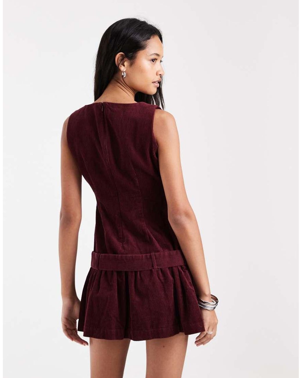 ASOS Red Cord Shift Mini Dress With Belt Detail
