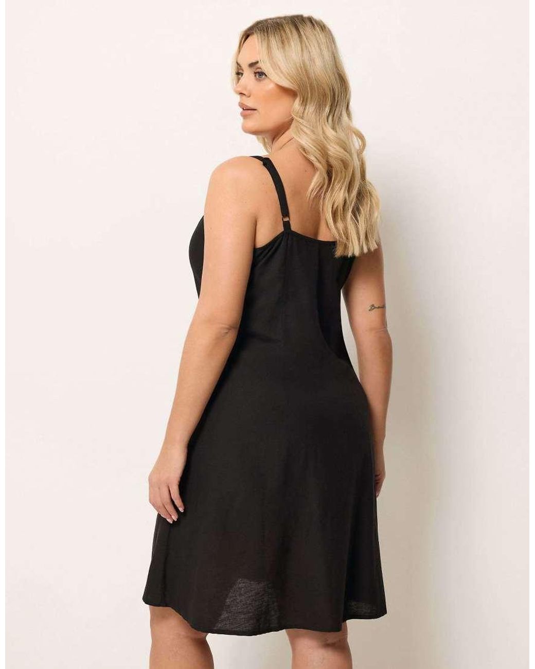 Yours Clothing Black Linen Swing Dress