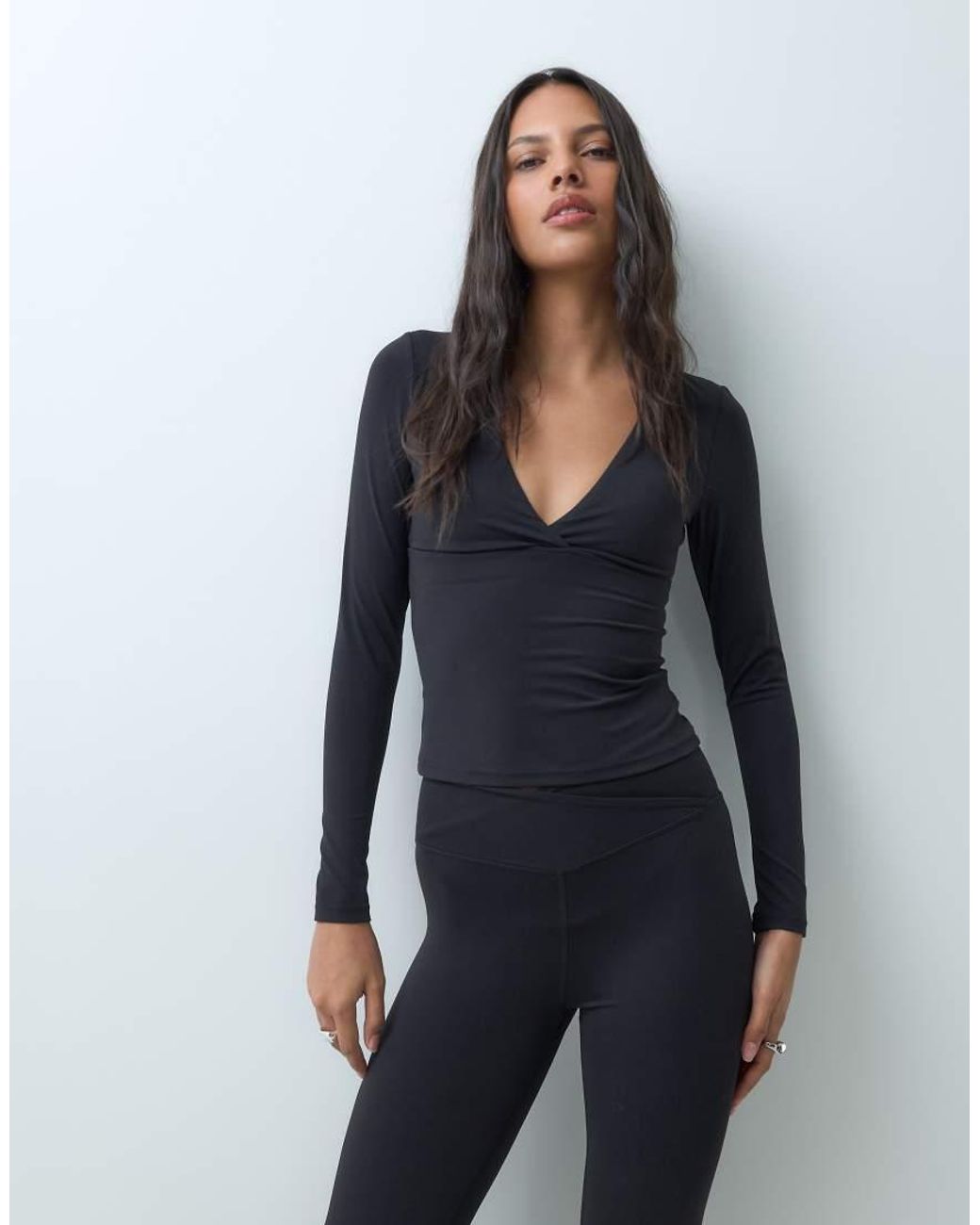 Tala Black Dayflex V Neck Top