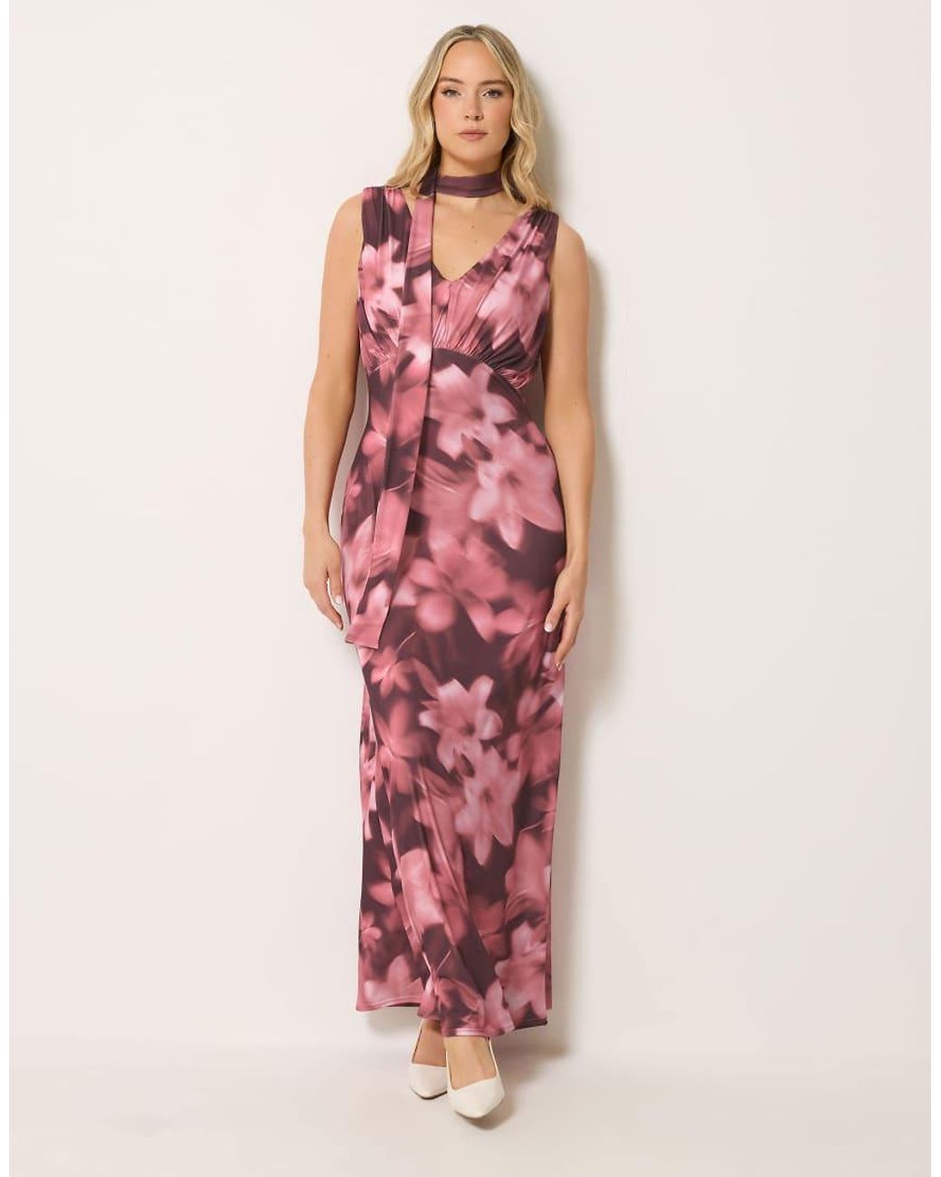 Long Tall Sally Pink Floral Scarf Detail Maxi Dress